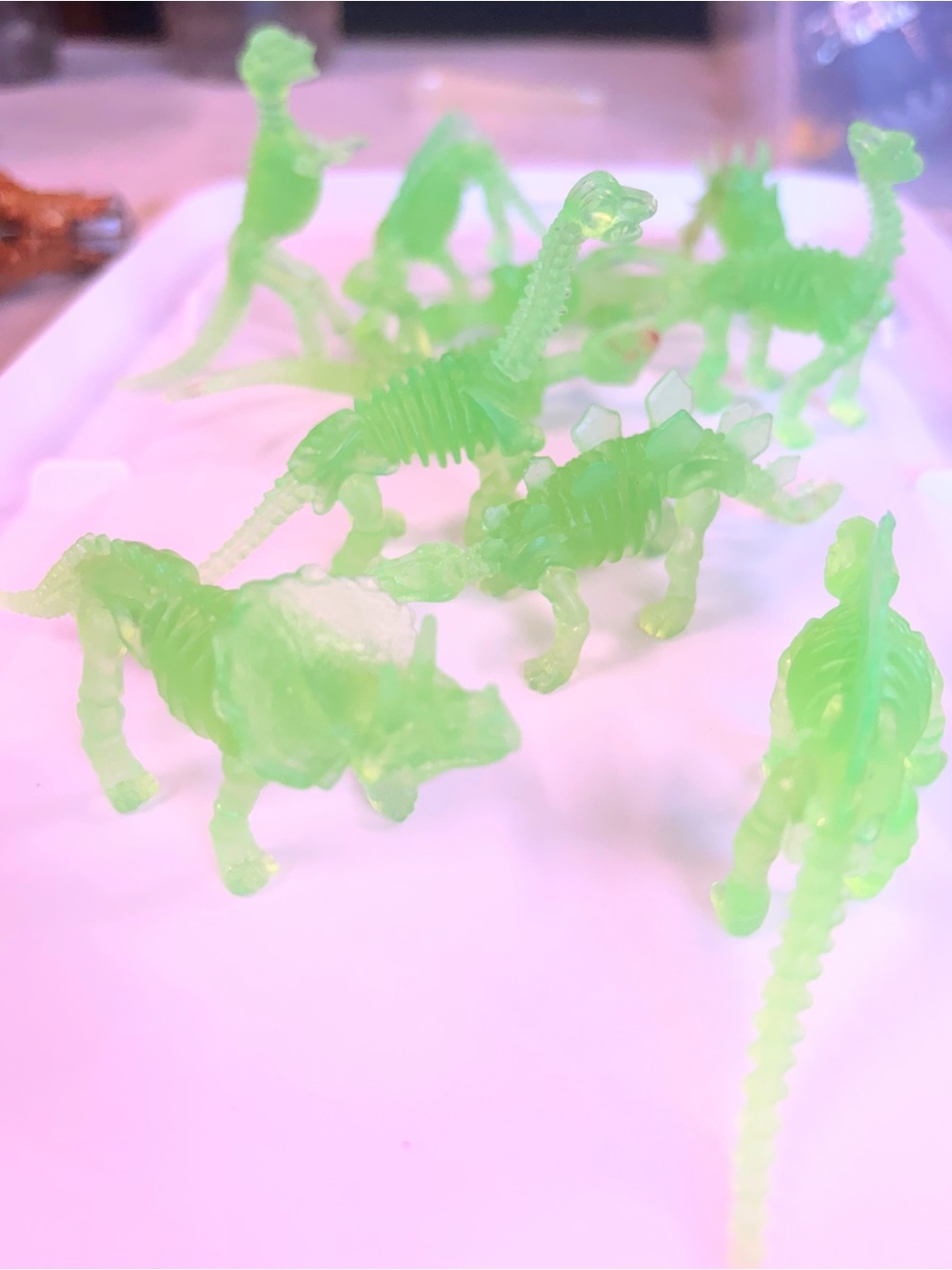 Green Glow Dinosaur Skeleton Toys for Reptile Enrichment